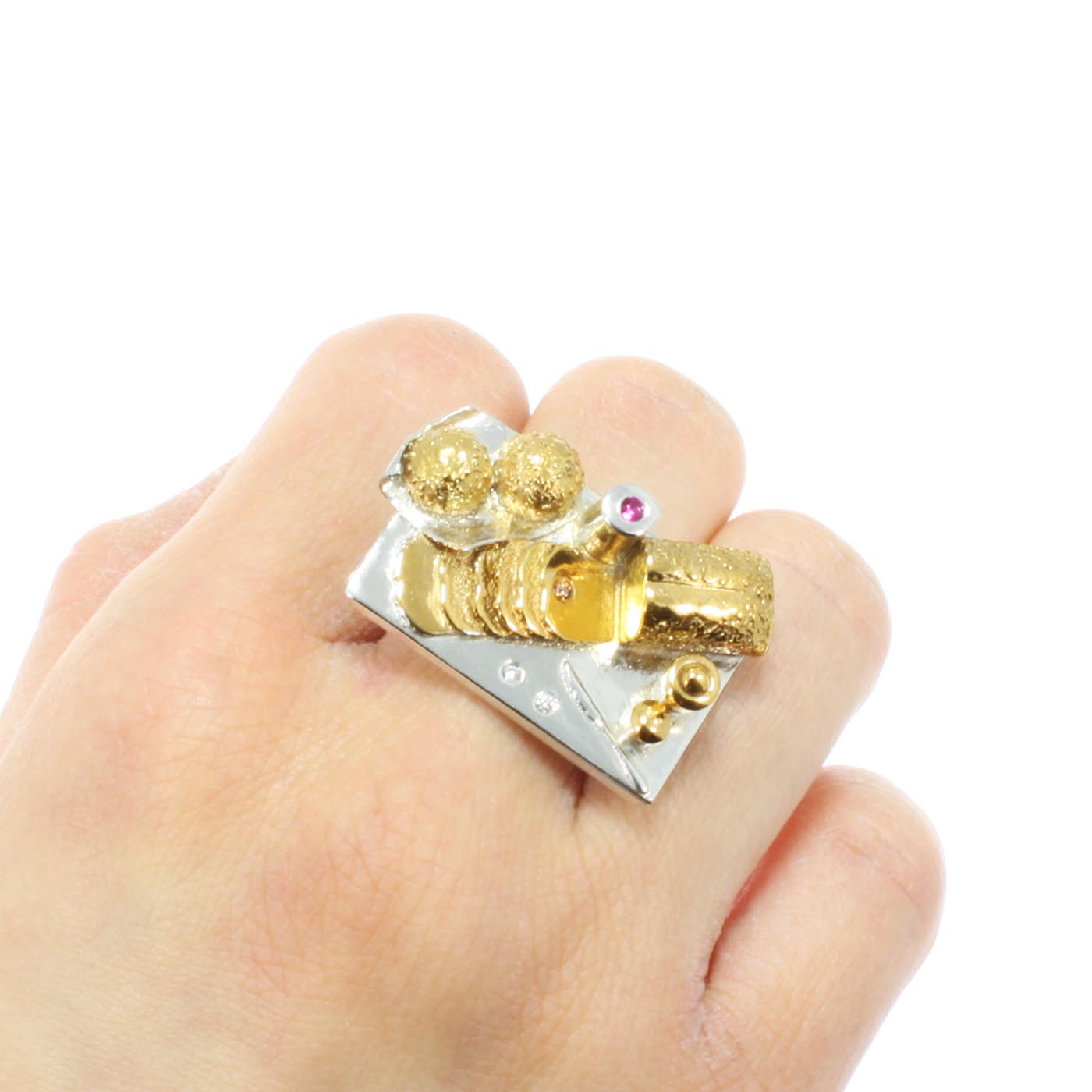 Tea & Toast Ring in Silver & 24ct Gold Plate
